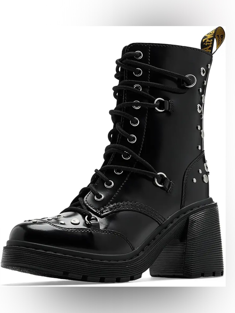 DOC MARTENS CHESNEY Studded Black/Silver Hightop Boots SIZE 7 Women’s NWT runs L - Picture 6 of 16